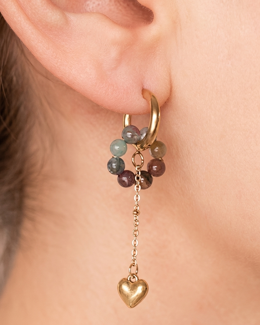 Pendientes abren dorados ágata india 