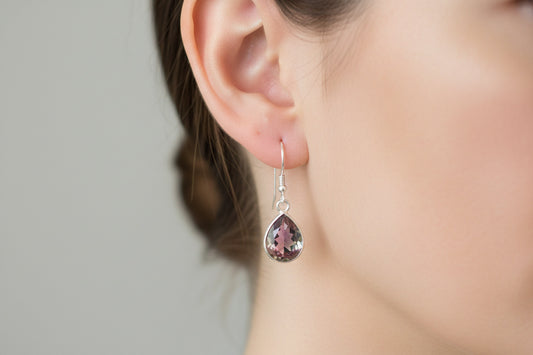 Pendientes de topacio arcoíris en plata