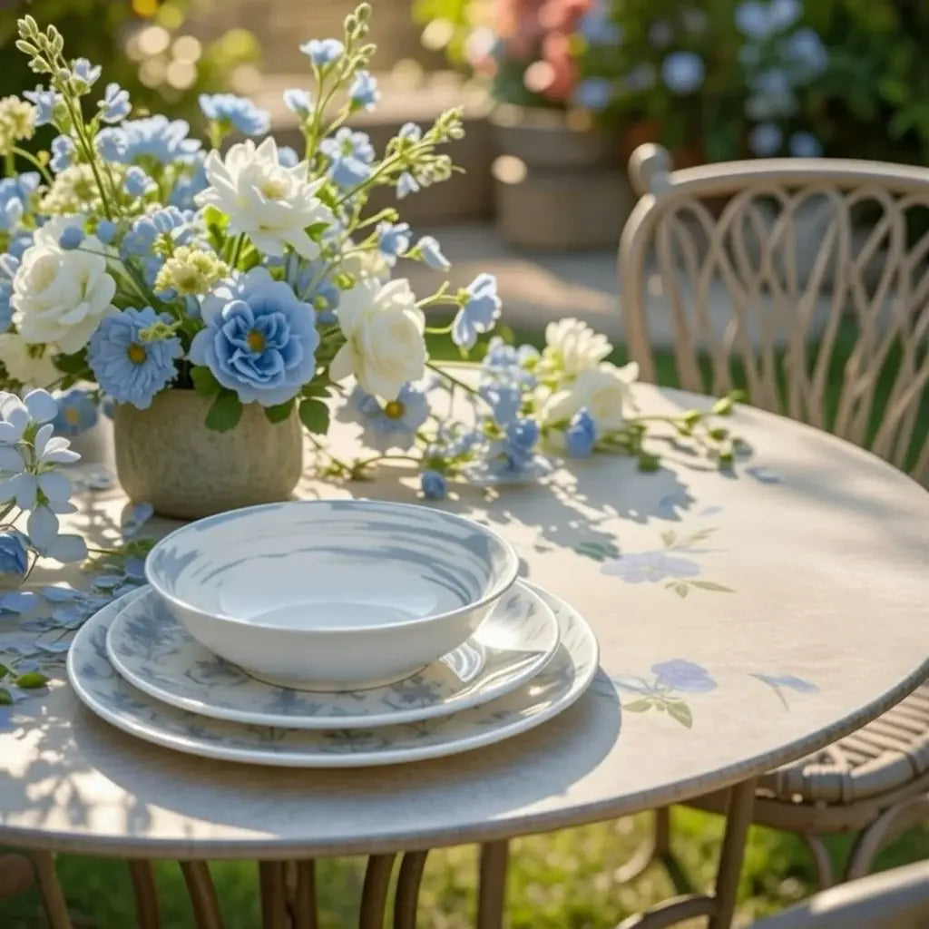 Plato hondo azul líneas