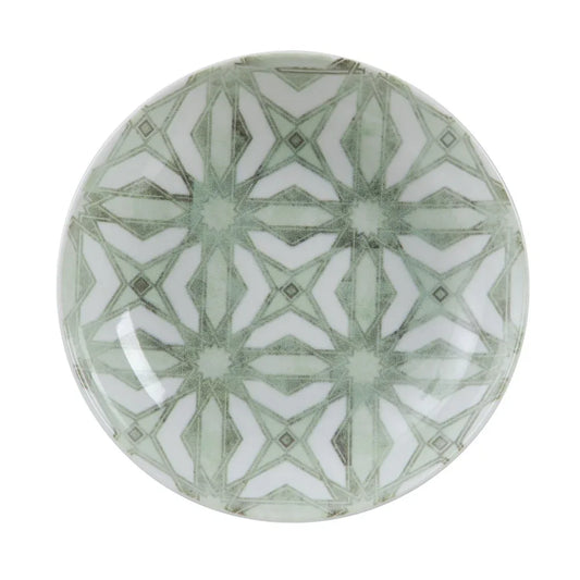 Plato hondo vintage verde blanco azulejo - La Quinta Vidal