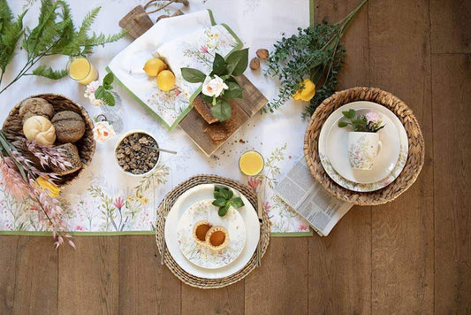 Plato de desayuno WFFDP Ø 20 cm de porcelana blanca con flores 