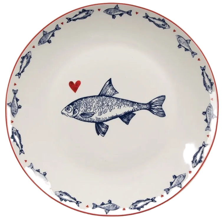 Plato de desayuno con peces de porcelana
