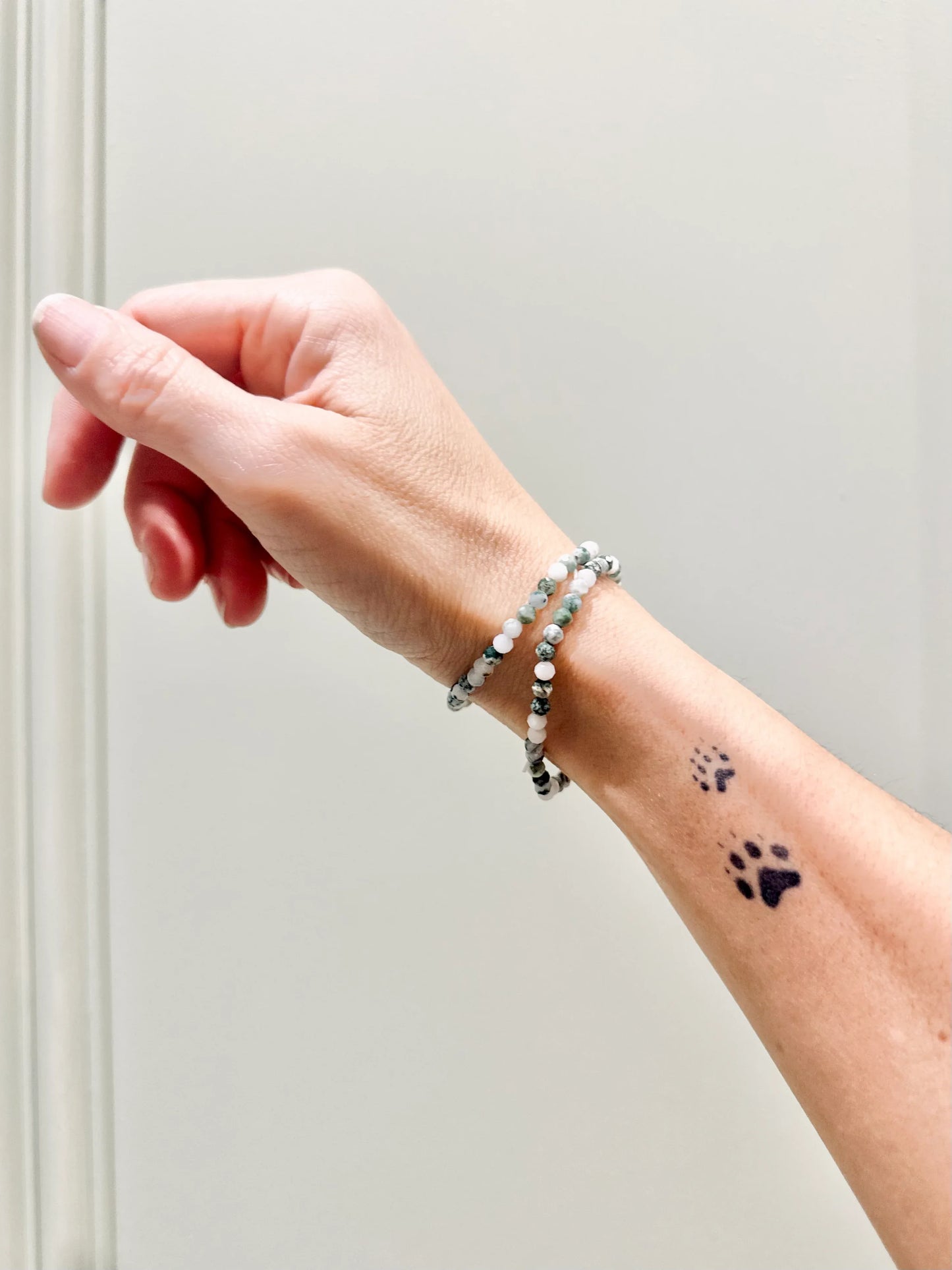 Pulsera de bolas de Ágata musgo facetado - La Quinta Vidal