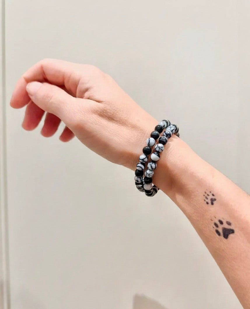 Pulsera de bolas de ágata orca