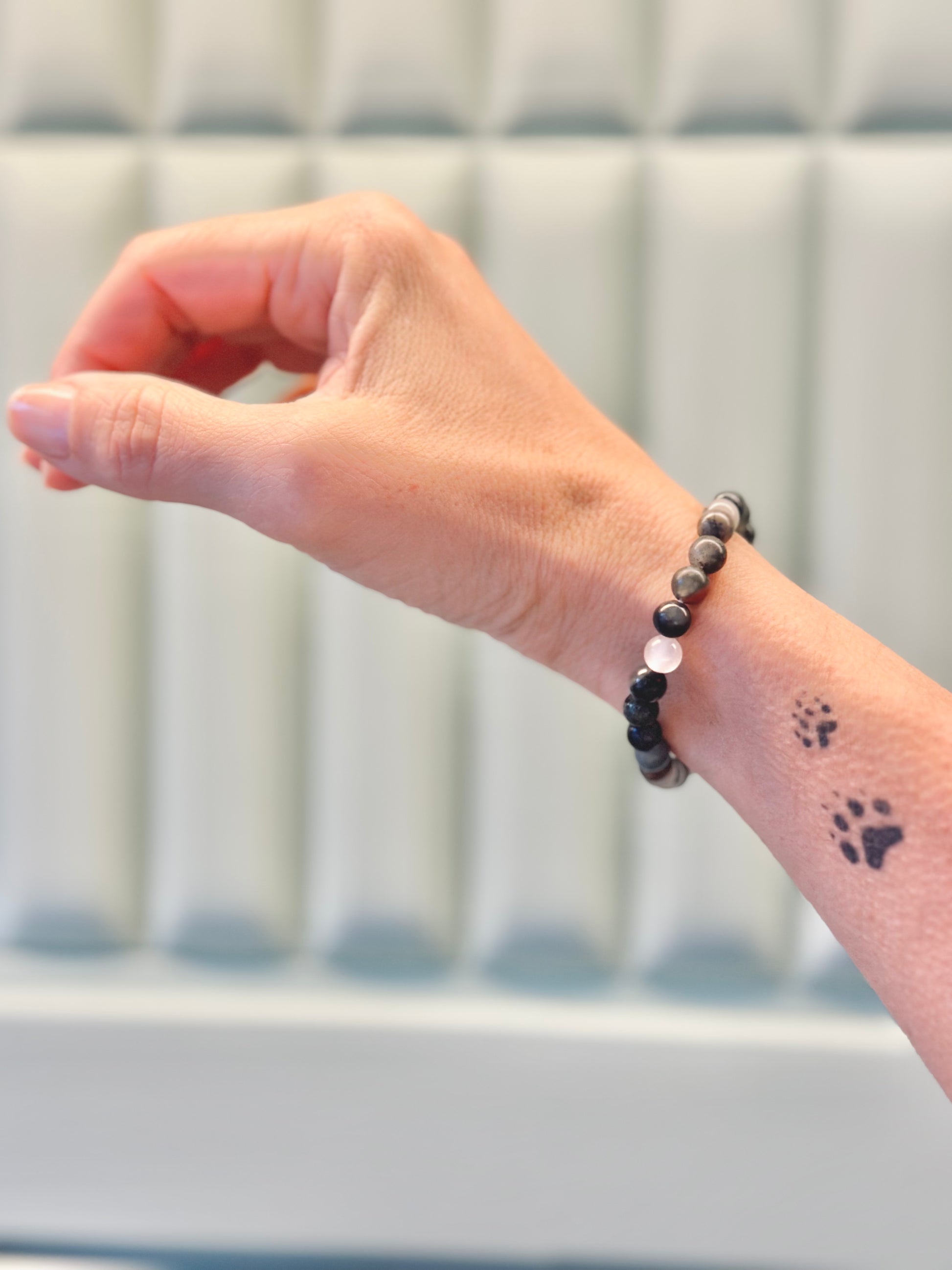 Pulsera de mineral de bolas de heliotropo, septonita o bloodstone