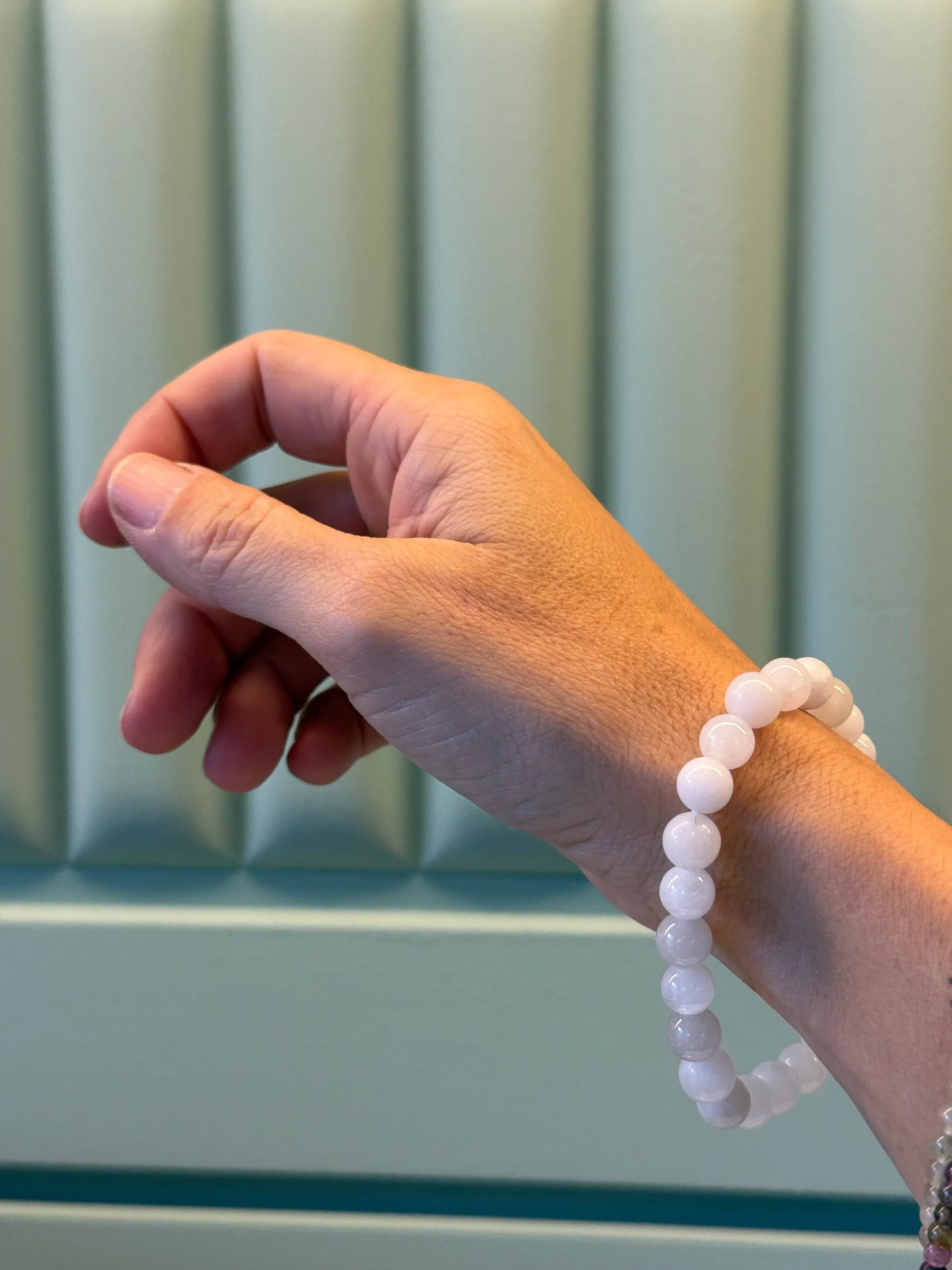 Pulsera de bolas de Jade Blanco - La Quinta Vidal