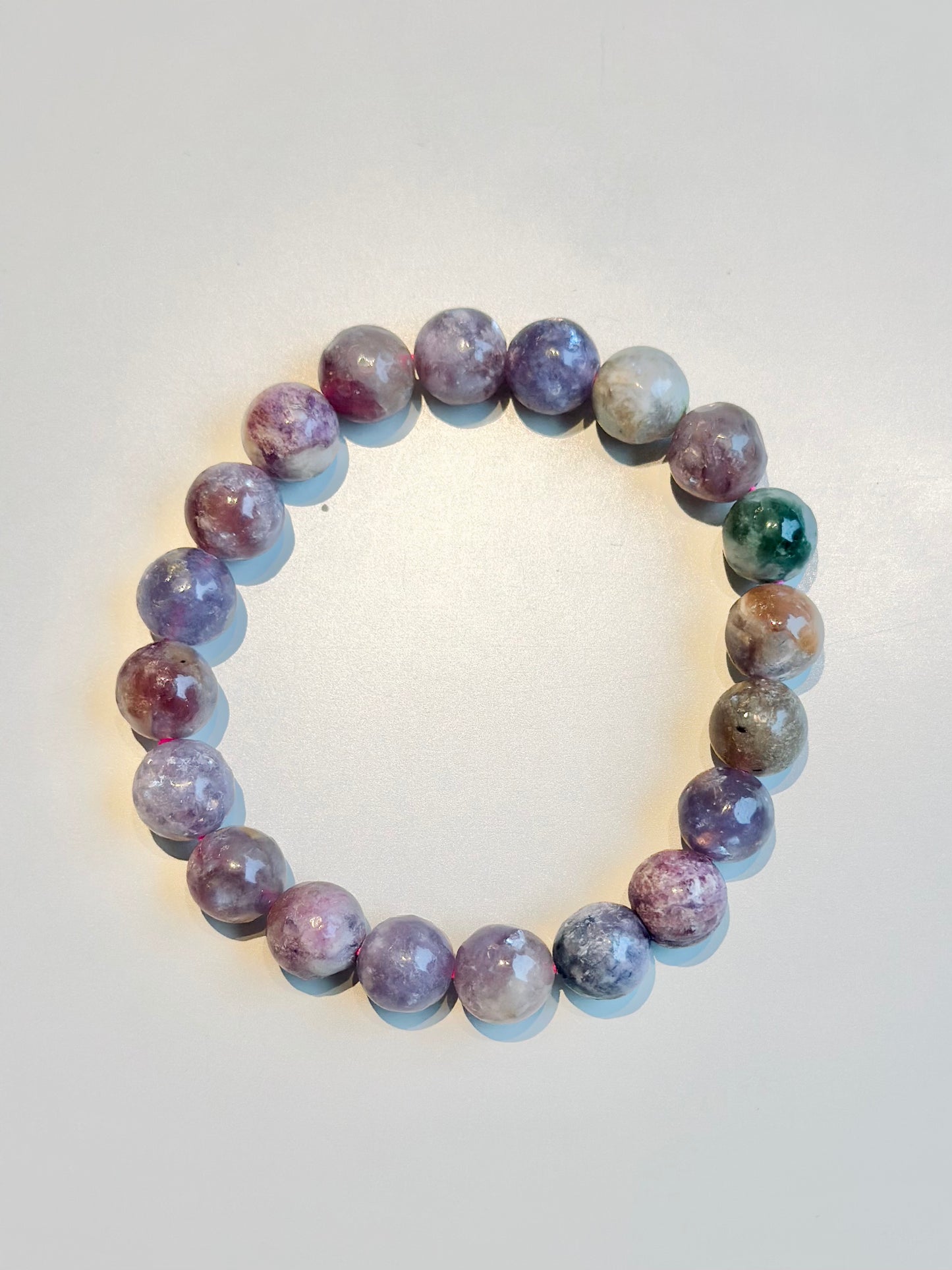 Pulsera de mineral de bolas de turmalina multicolor