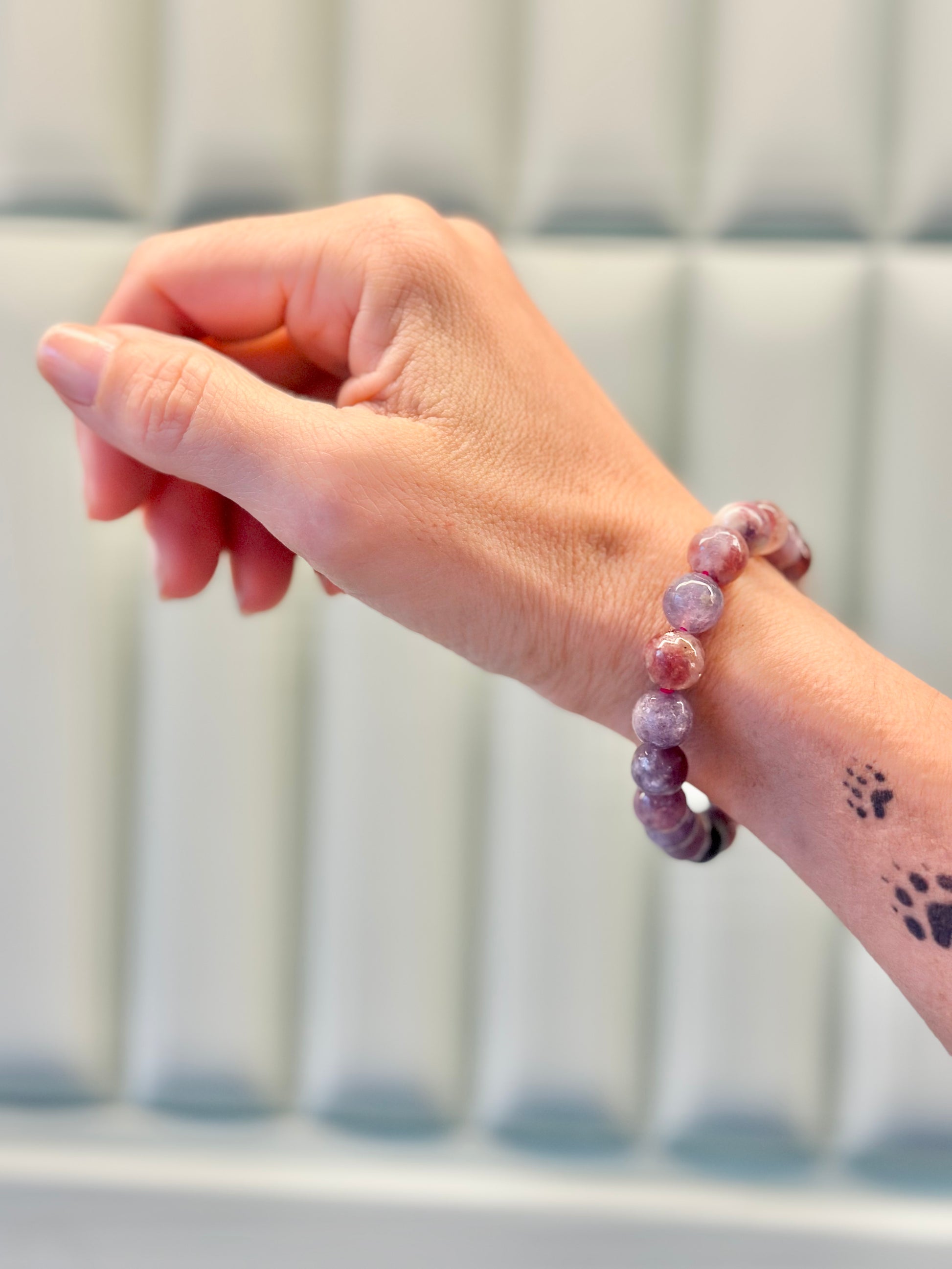 Pulsera de mineral de bolas de turmalina multicolor