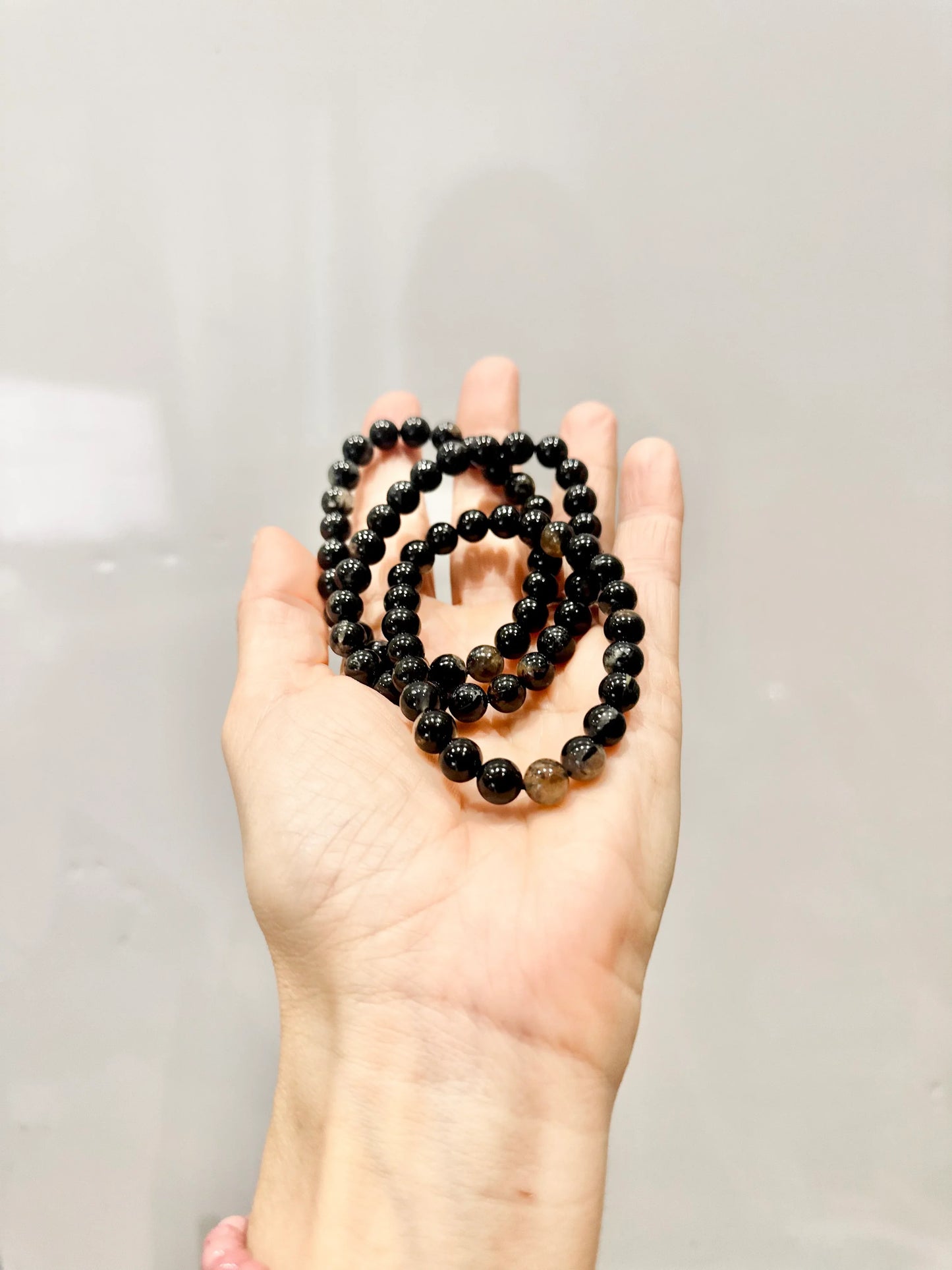 Pulsera de bolas de Turmalina negra con cuarzo - La Quinta Vidal