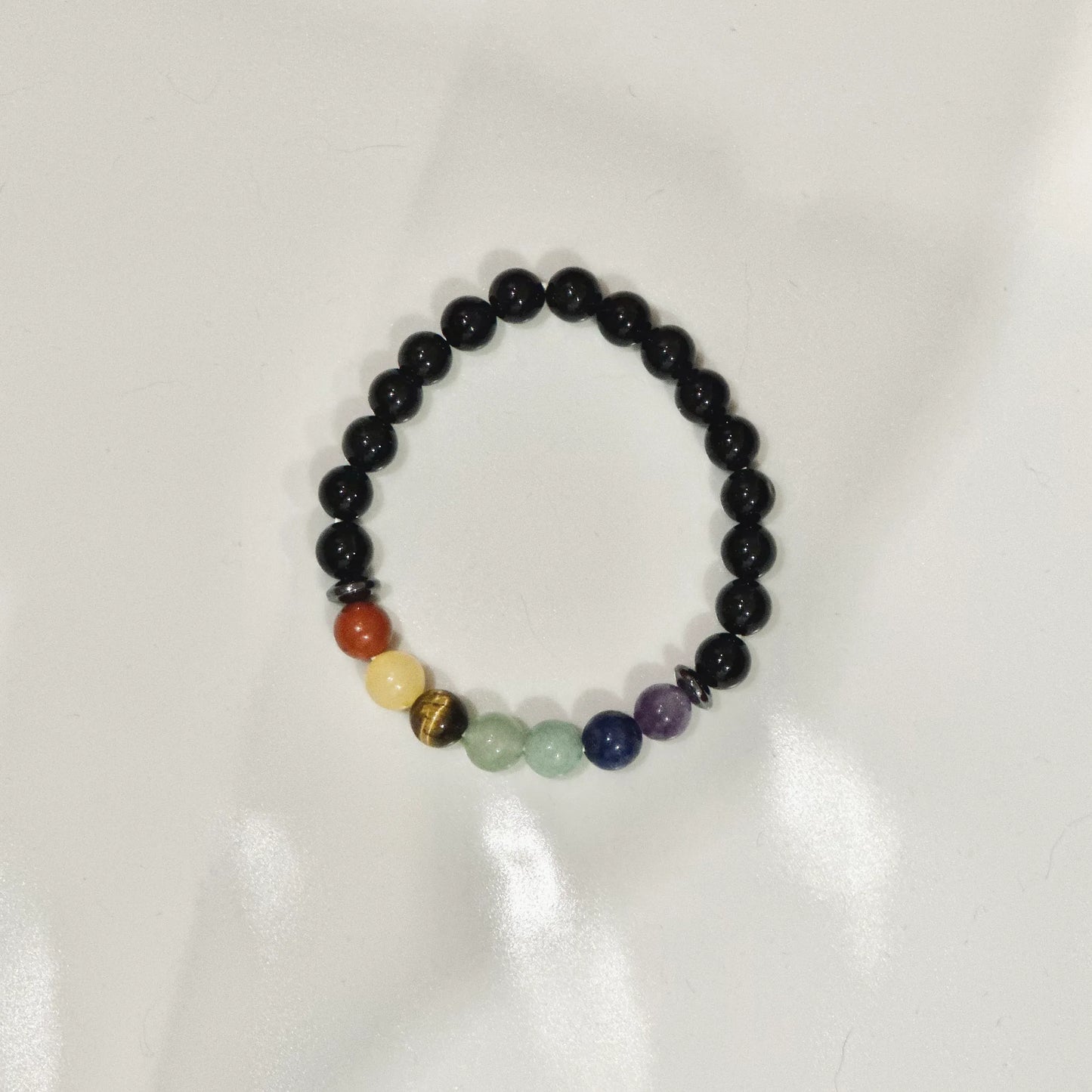 Pulsera de bolas de los 7 chakras con Ónix - La Quinta Vidal