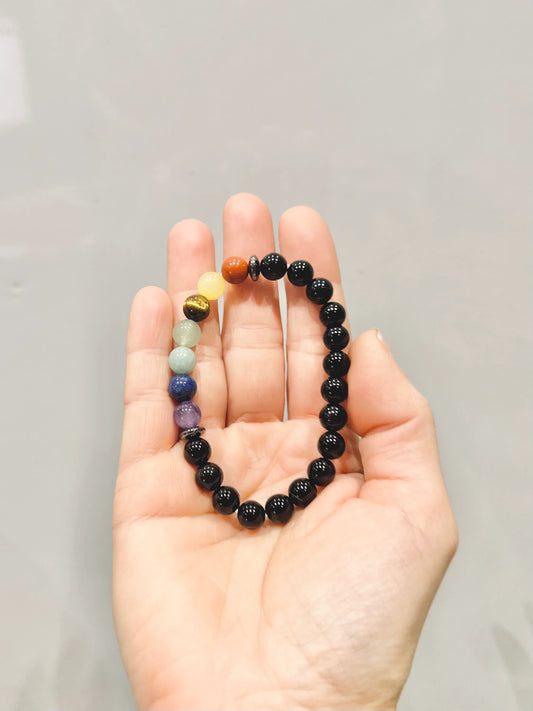 Pulsera de bolas de los 7 chakras con Ónix - La Quinta Vidal