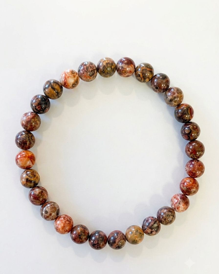 Pulsera de bolas de jaspe leopardo o gallina de guinea 
