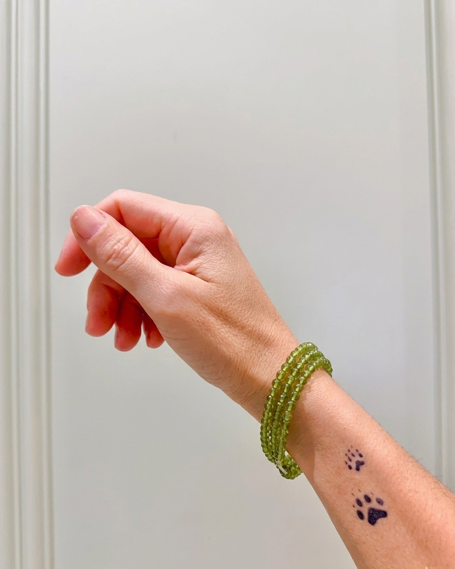 Pulsera de bolas de Olivino (Peridoto)