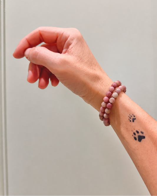 Pulsera de bolas de rodonita australiana