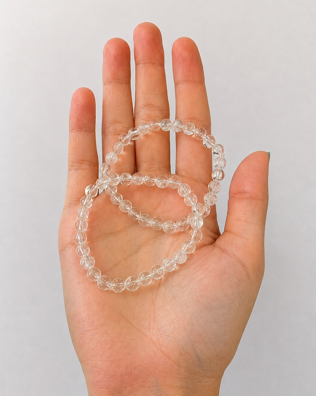 Pulsera de bolas de cristal de roca 