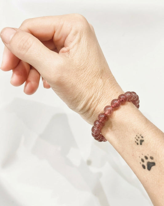 Pulsera de bolas de cuarzo fresa