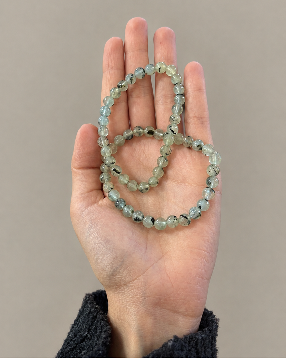 Pulsera de bolas de prehnita