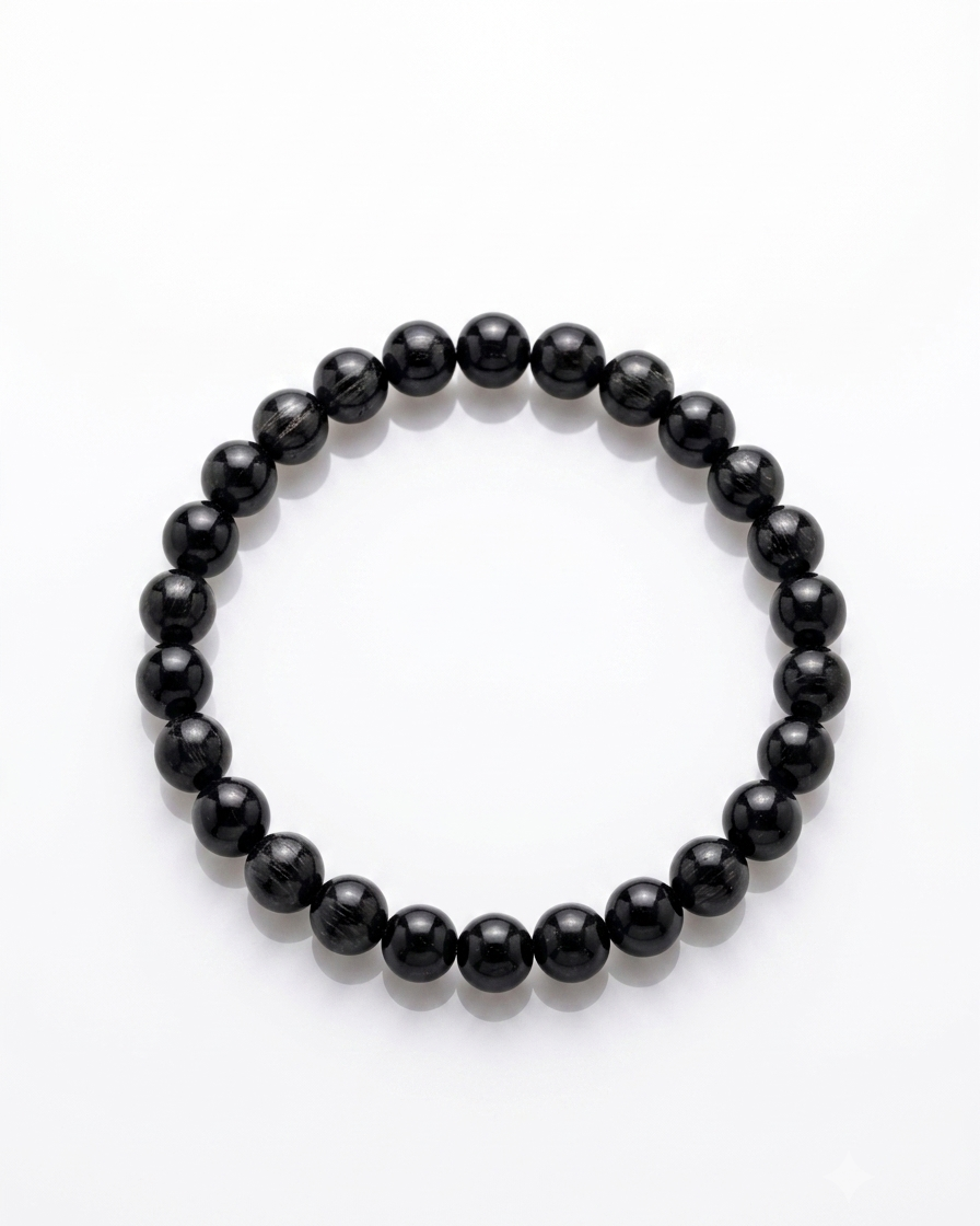 Pulsera de bolas de turmalina negra