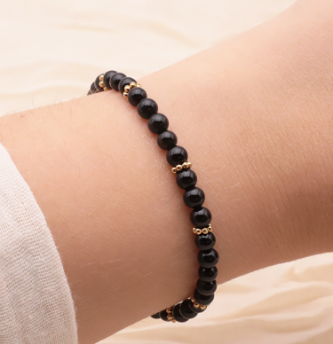 Pulsera dorada haro con minerales