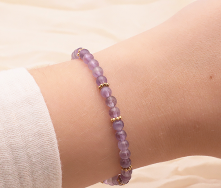 Pulsera dorada haro con minerales