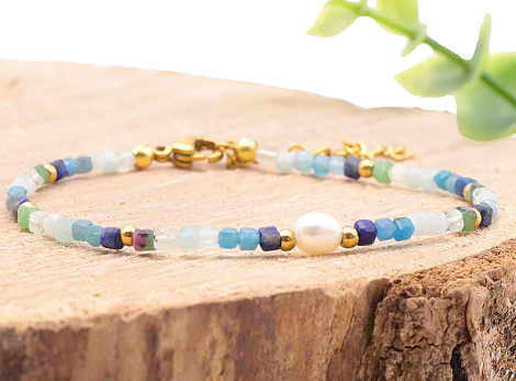 Pulsera vaya dorado con minerales