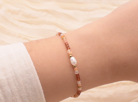 Pulsera vaya dorado con minerales