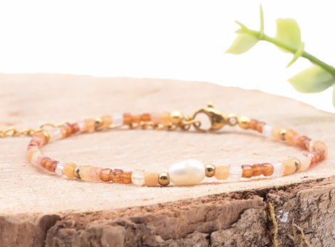 Pulsera vaya dorado con minerales