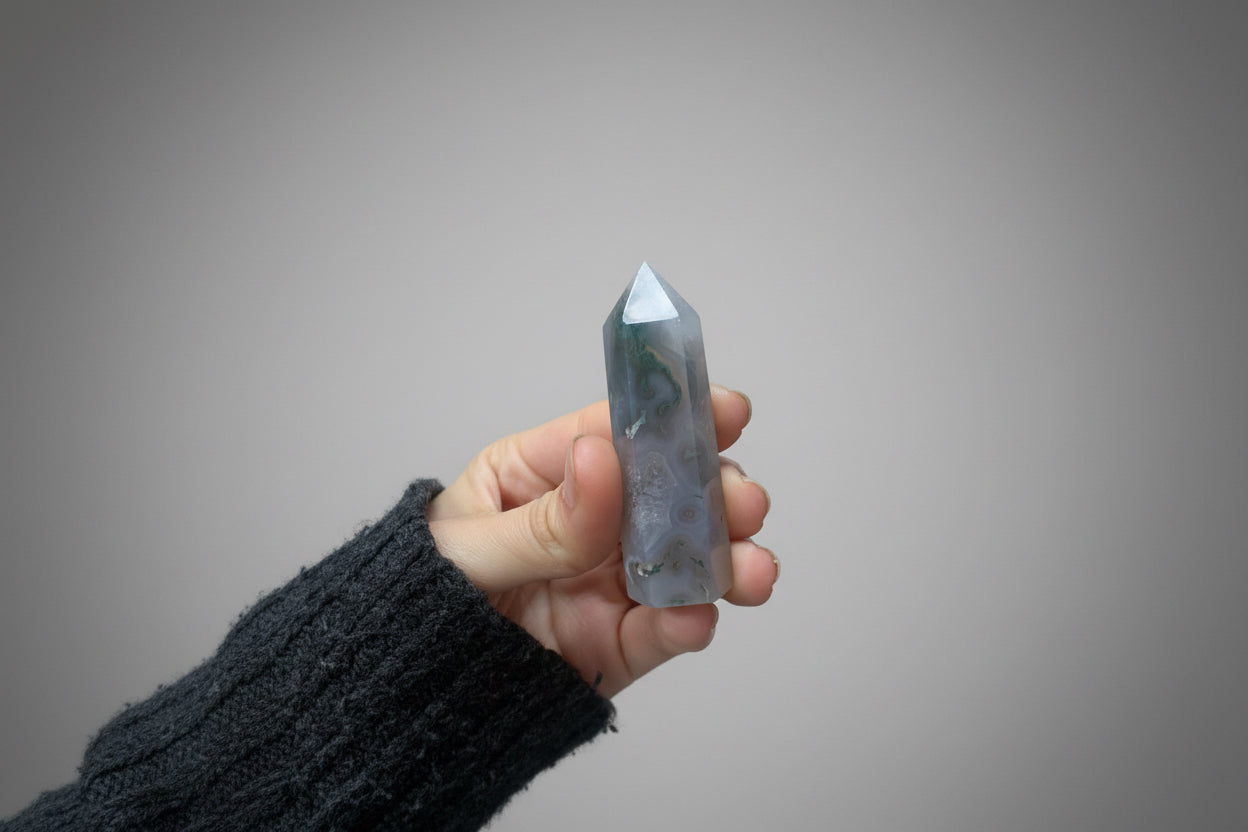 Punta generadora de ágata musgosa