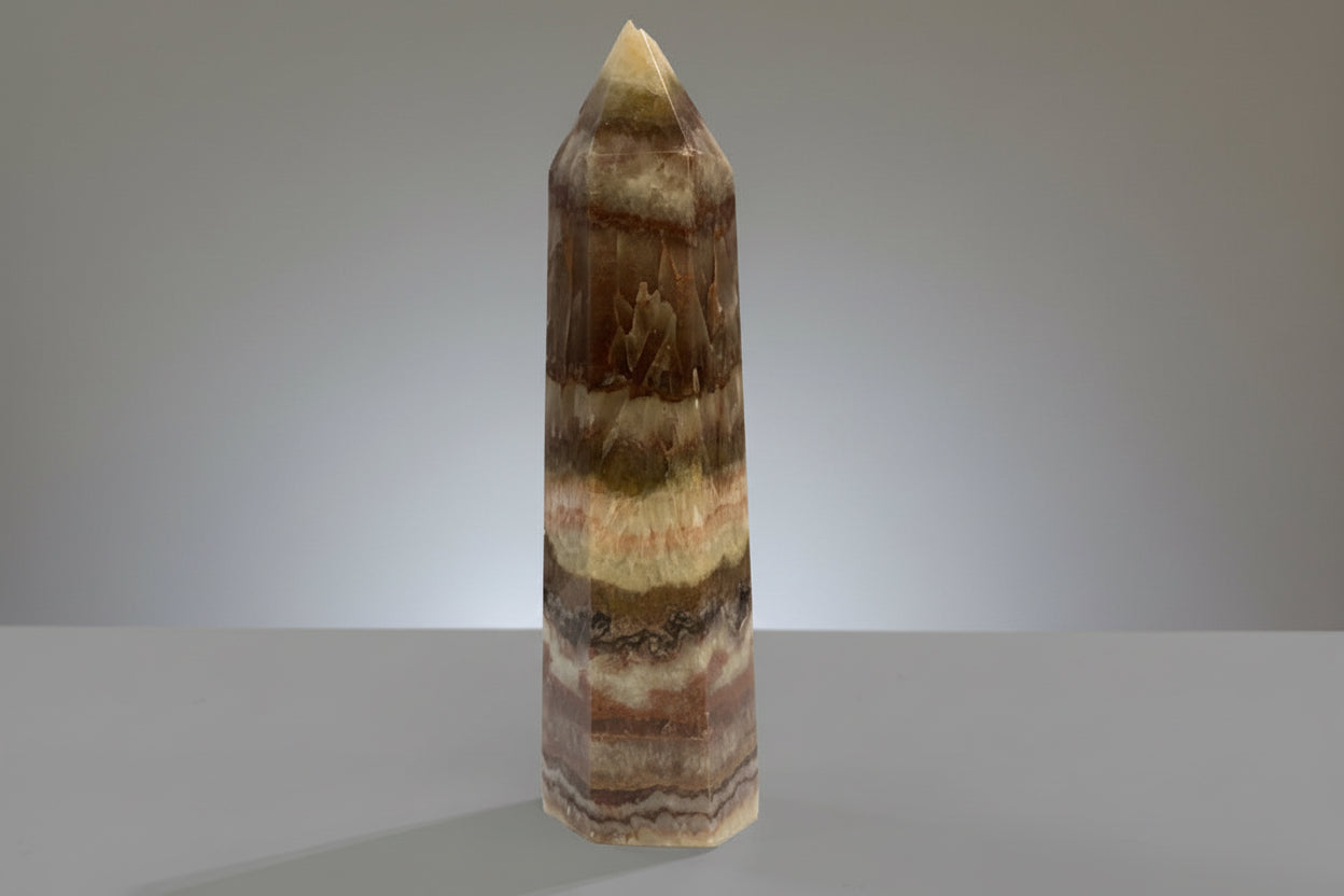 Punta generadora de Calcedonia rosa bandeada