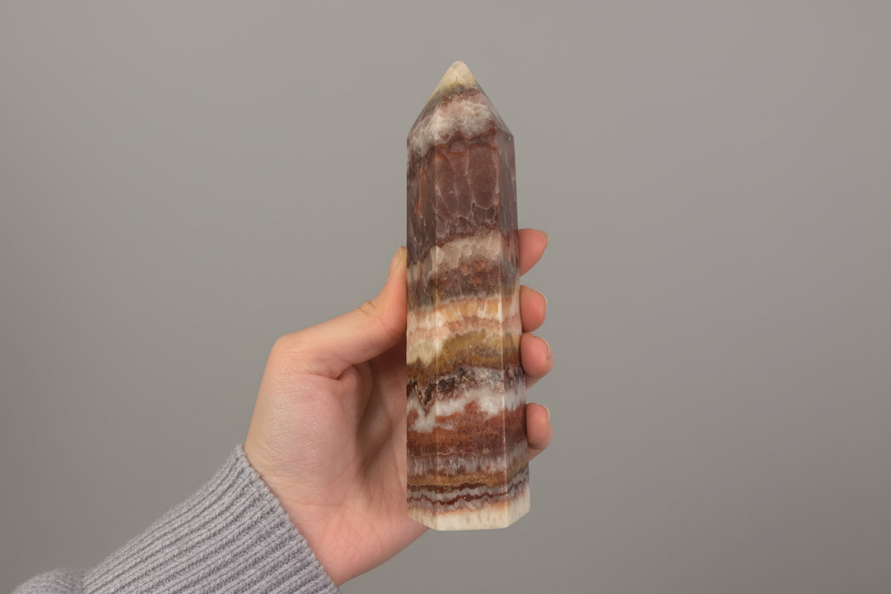 Punta generadora de Calcedonia rosa bandeada