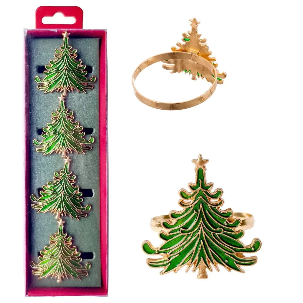 Servilleteros con diseños de flores blancas y árboles