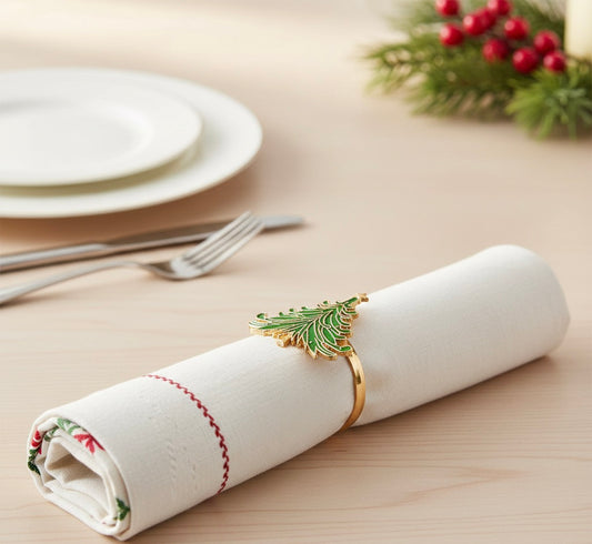 Servilleteros con diseños de flores blancas y árboles