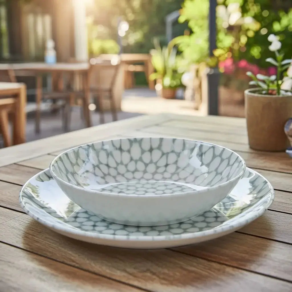 Vajilla verde vintage de porcelana 