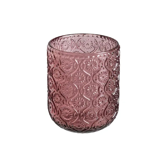 Vaso de cristal en tono rosado