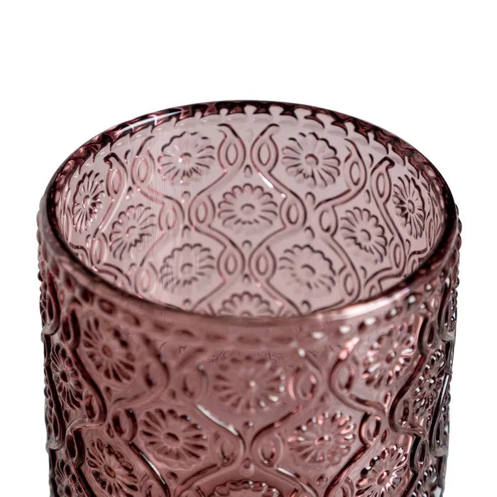 Vaso de cristal en tono rosado