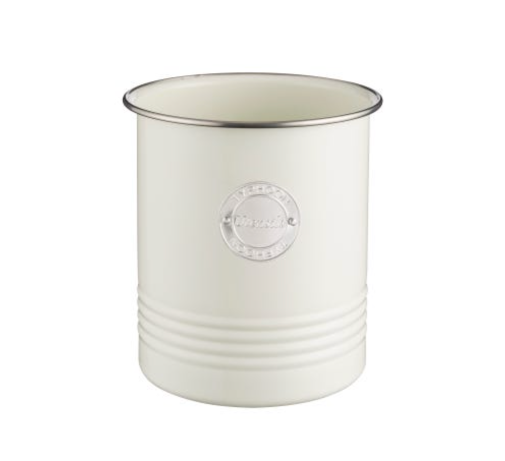 Vaso estilo farmhouse en acero color beige para tus utensilios de cocina