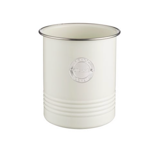 Vaso estilo farmhouse en acero color beige para tus utensilios de cocina