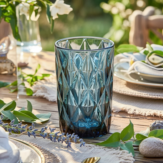 Vasos de vidrio azules