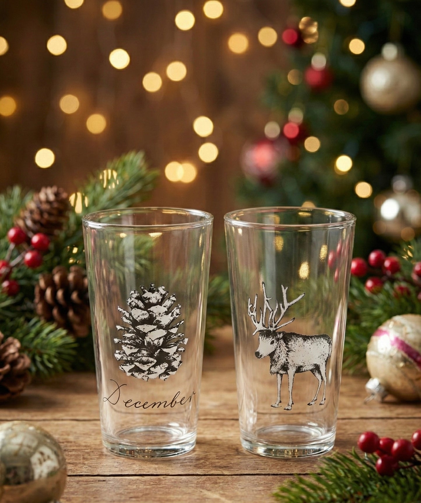 Vasos de cristal de navidad