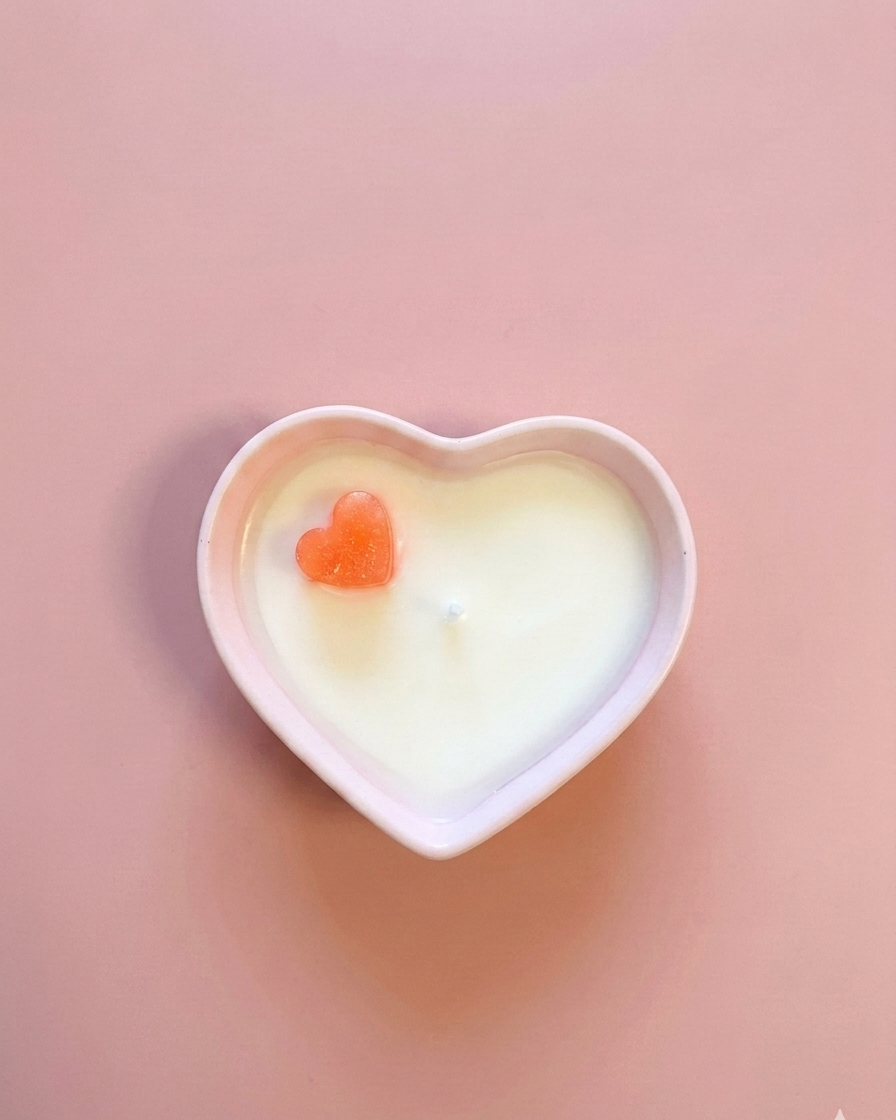 Vela de soja con forma de corazón