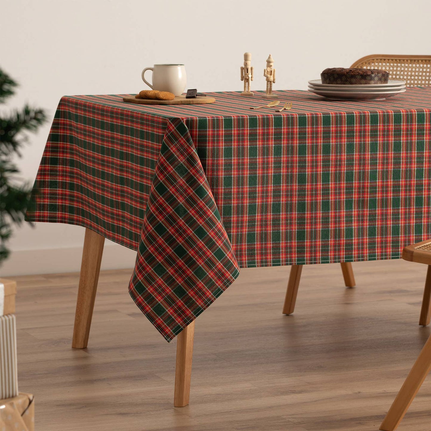 Mantel navidad algodón jacqcuard a cuadros CHECK