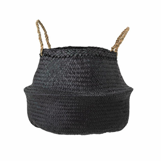 Cesta de paja negra con asas Floria